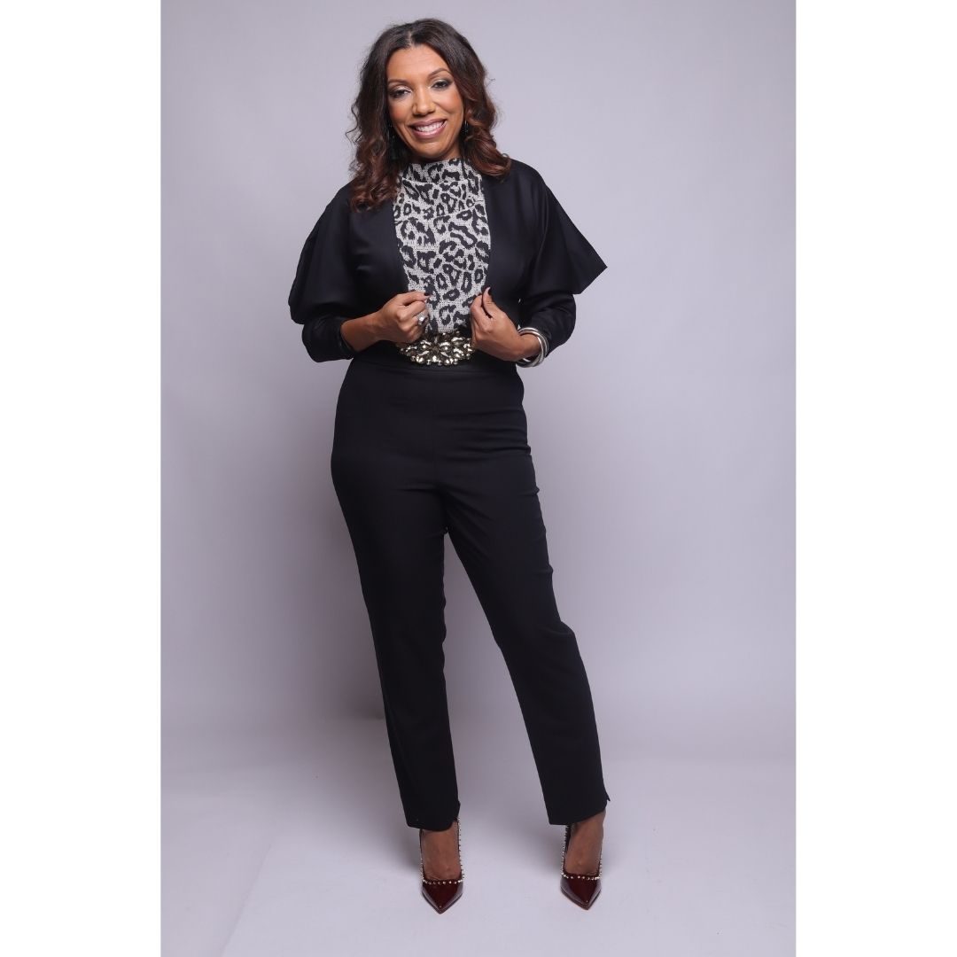Claire Jacket, Chloe Shell, & Black Pants