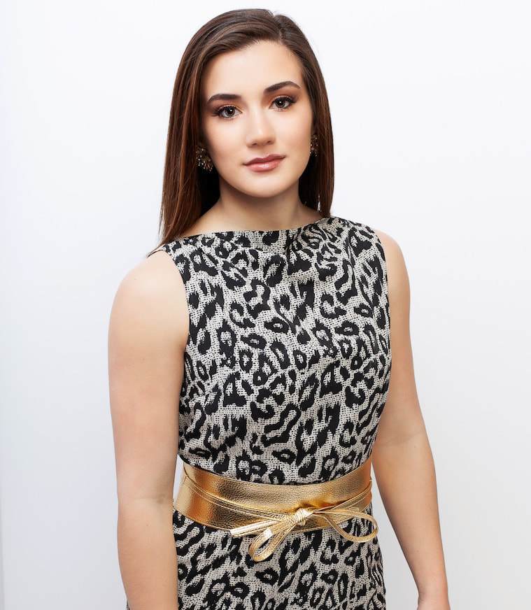 Sleeveless Bateau Neck Dress - Snow Leopard